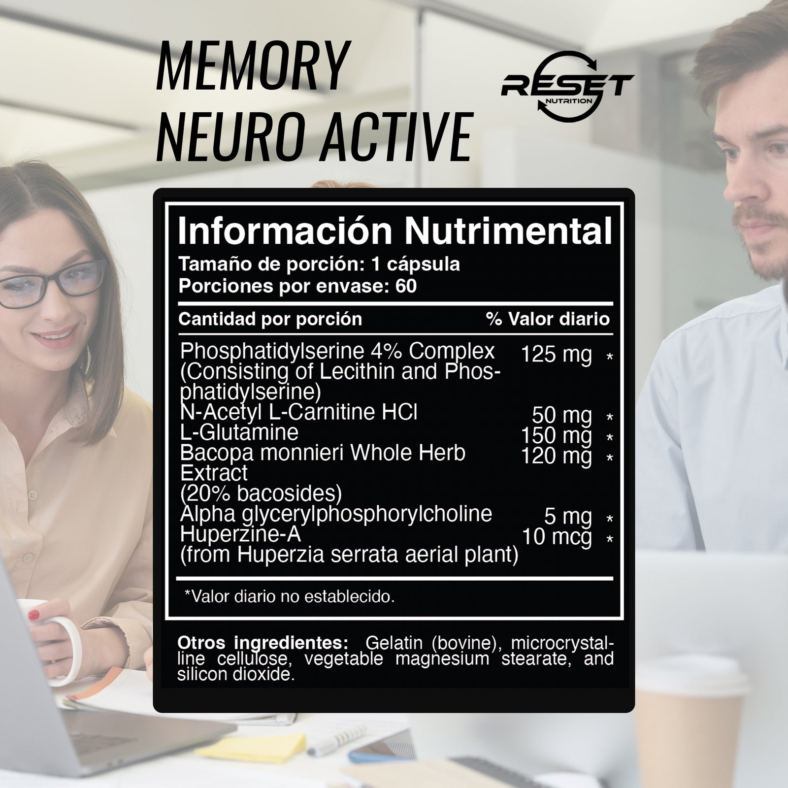 Memory Neuro Active - 60 cápsulas - mejora el enfoque, la memoria y la agilidad mental