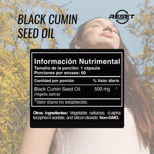 BLACK CUMIN SEED OIL 500 MG | BLACK CUMIN SEED | 60 CAPSULES | RESET NUTRITION | MADE IN USA