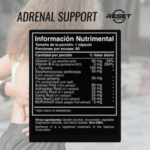 ADRENAL SUPPORT | ADRENAL, BLOOD PRESSURE AND SUGAR LEVELS | 60 CAPSULES | RESET NUTRITION | MADE IN USA