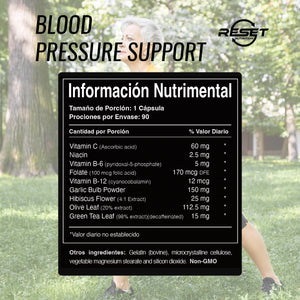 BLOOD PRESSURE SUPPORT | HYPERTENSION | HIGH PRESSURE | 90 CAPSULES | RESET NUTRITION | MADE IN USA