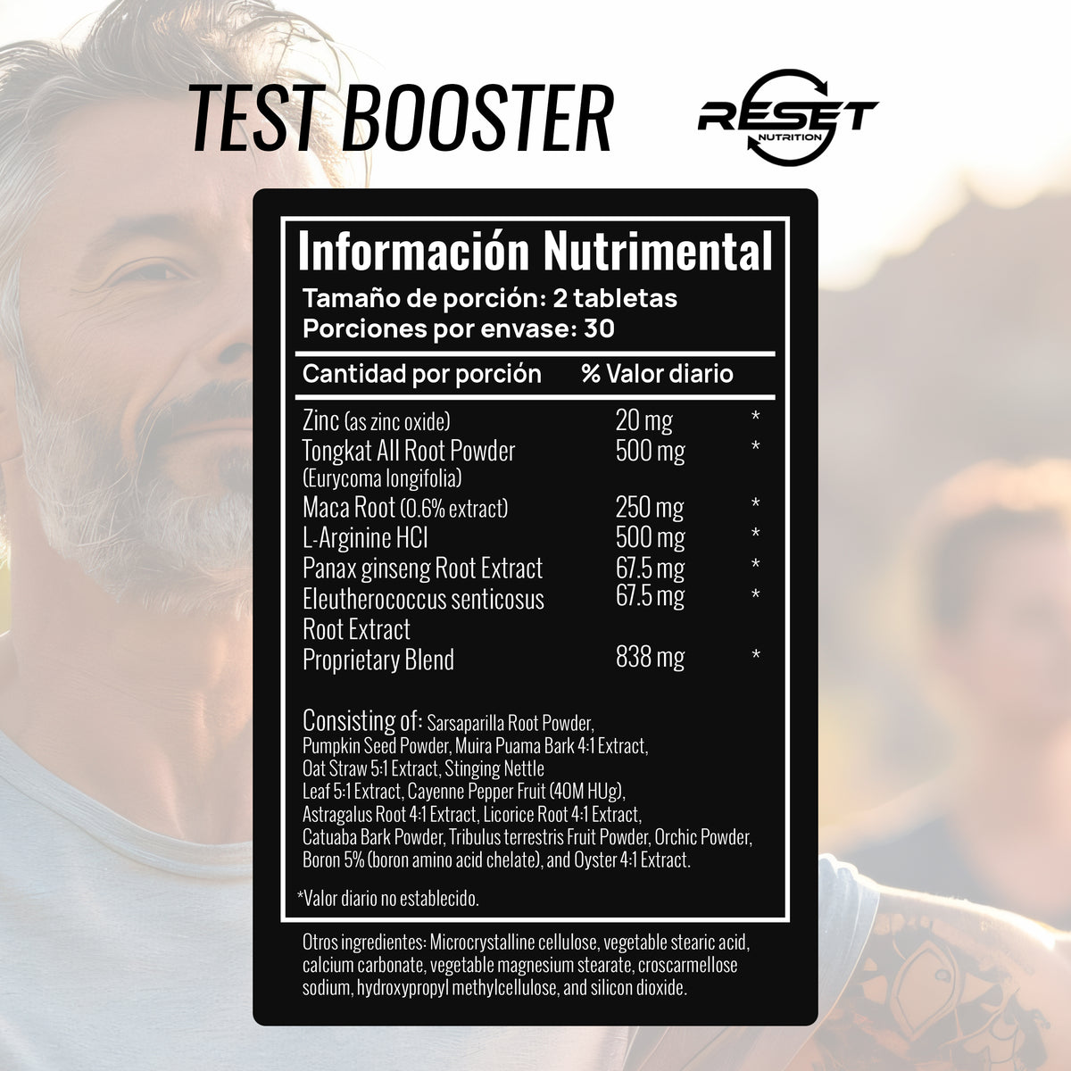Test Booster - Testosterona Natural para Hombres - 60 Tabletas - Energía, Resistencia y Vitalidad Mejoradas