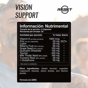 VISION SUPPORT | LUTEÍNA | SUPLEMENTO DE VISIÓN | 60 CÁPSULAS | RESET NUTRITION | HECHO EN EE.UU