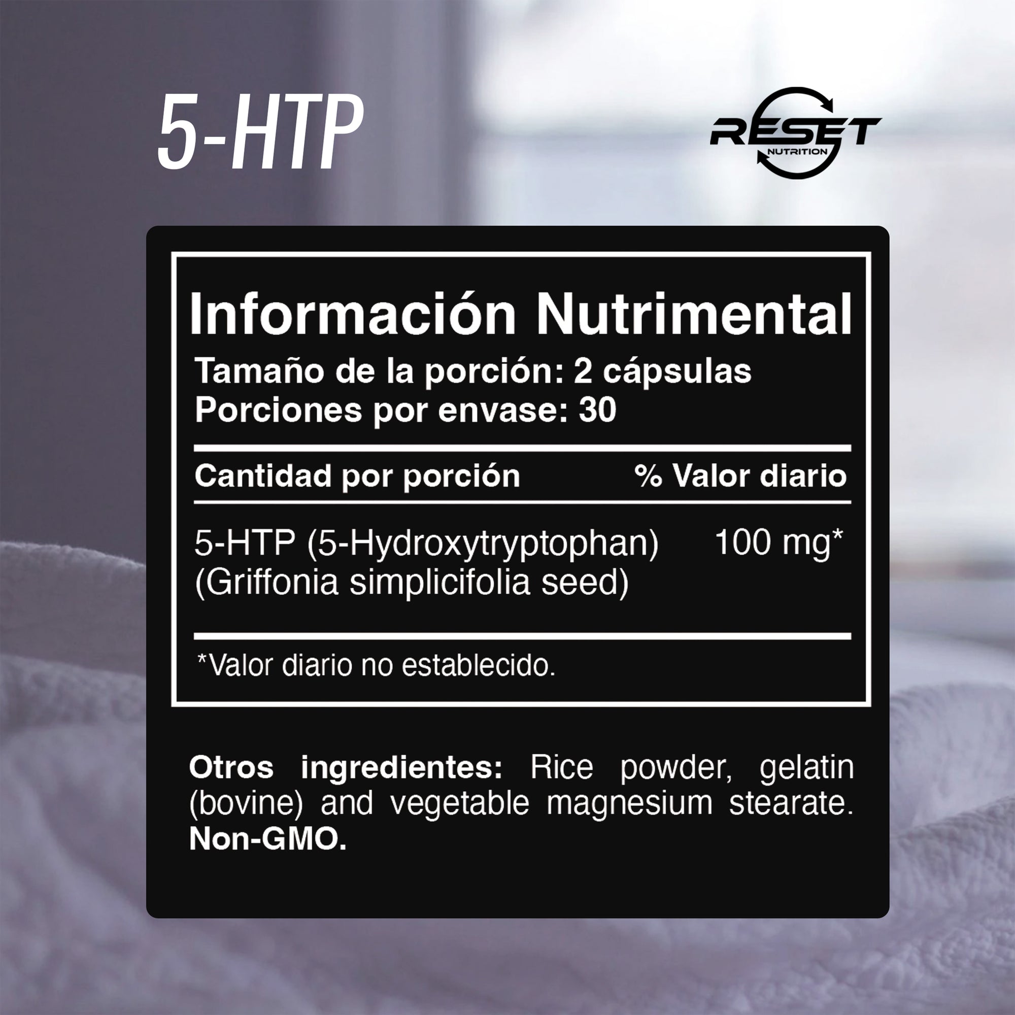 5-HTP 100 mg - 60 cápsulas con 5-Hidroxitriptófano - aumenta la serotonina y mejora el estado de ánimo