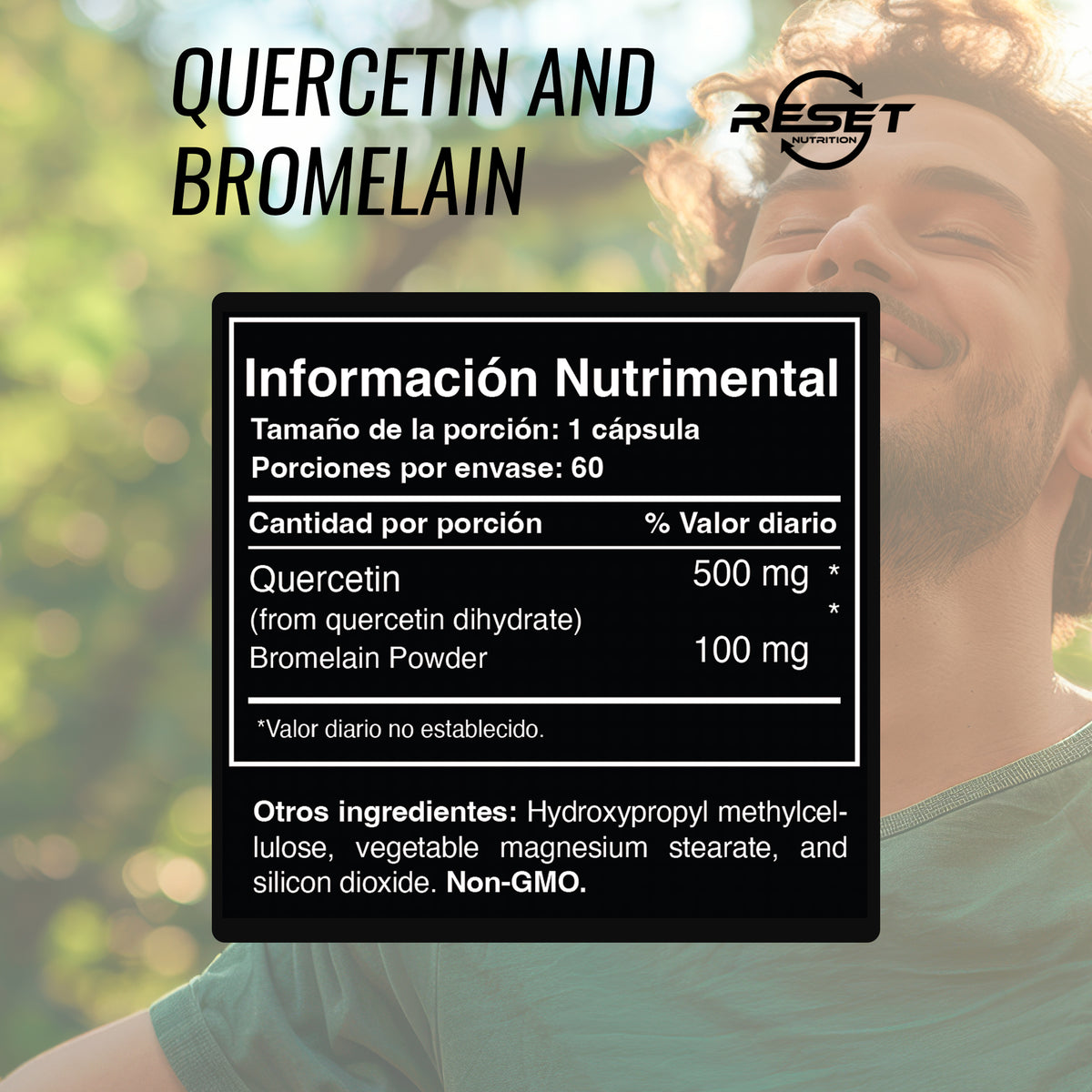 Quercetina y Bromelina 500 mg - 60 cápsulas - apoya la regulación de la presión arterial y el control de la glucosa