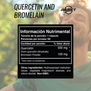 QUERCETIN AND BROMELAIN 500 MG | 60 CAPSULES | RESET NUTRITION | MADE IN USA