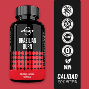 BRAZILIAN BURN | IDEAL NATURAL SUPPLEMENT FOR EXERCISE | ACAI | 60 CAPSULES | RESET NUTRITION | MADE IN USA