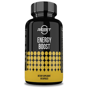 ENERGY BOOST | SUPLEMENTO ENERGÉTICO CON CAFEÍNA Y ACAI | 60 CÁPSULAS | RESET NUTRITION | HECHO EN EE.UU