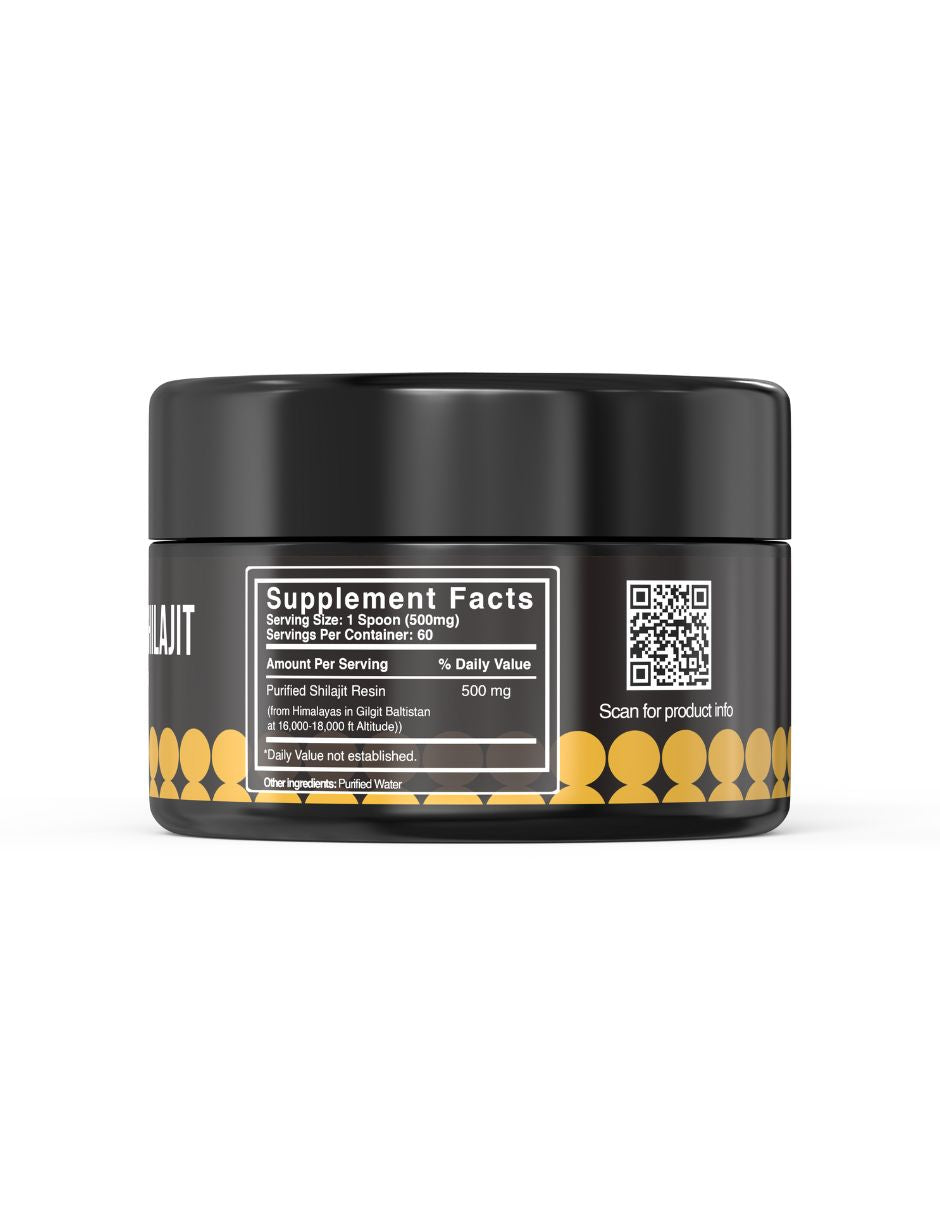 RESINA DE SHILAJIT DEL HIMALAYA | SHILAJIT 100% PURO | CON ÁCIDO FÚLVICO Y MÁS DE 85 MINERALES | 500 MG | DOSIS PARA 2 MESES